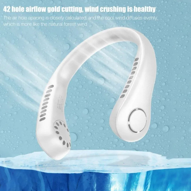 Mini Hanging Neck Fan High Wind 3 Speed Adjustable USB Charging Portable Quiet Super Long Life Outdoor Sports Office Camping (Random Color)