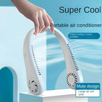 Mini Hanging Neck Fan High Wind 3 Speed Adjustable USB Charging Portable Quiet Super Long Life Outdoor Sports Office Camping (Random Color)