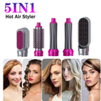 Hair Dryer Brush 5 In 1 Electric Blow Dryer Hair Comb Curling Wand Detachable Brush Kit Negative Ion Straightener Hair Curler ( Random Color)