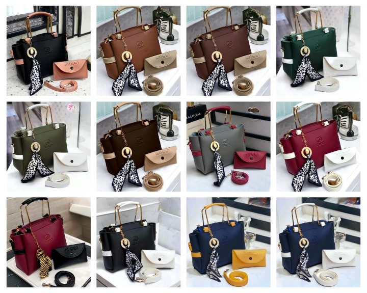 Ladies Handbag With Match Small Pouch Elegant Design Premium Quality - Black