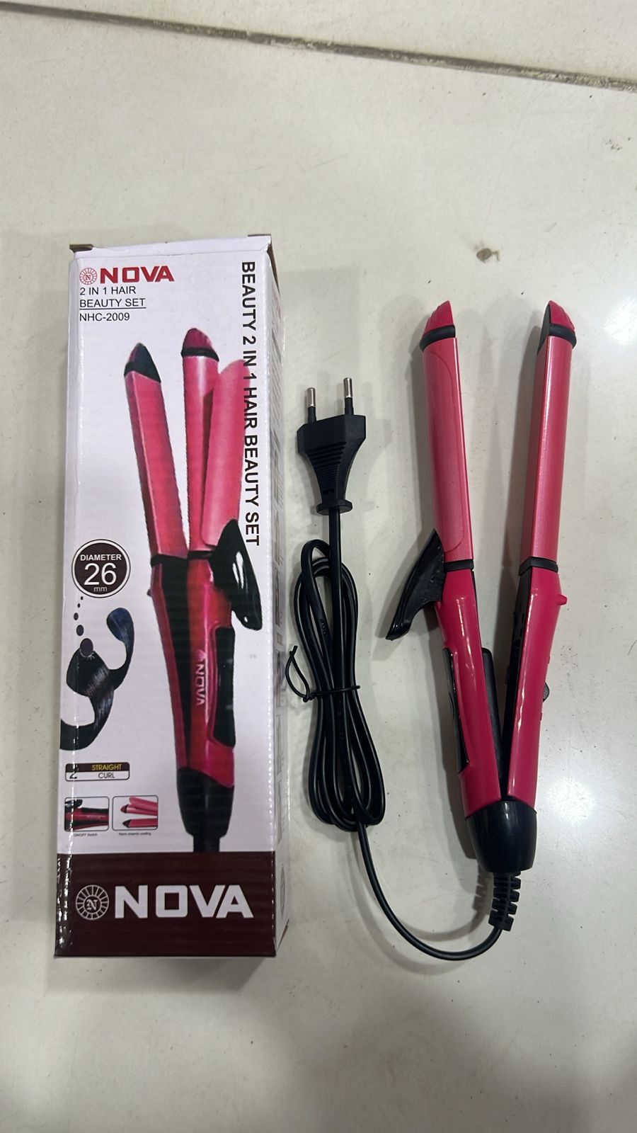 Nova 2‑In‑1 Hair Straightener & Curler | Model NHC‑2009 | Professional Styling Tool