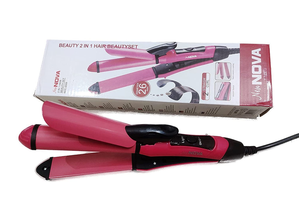Nova 2‑In‑1 Hair Straightener & Curler | Model NHC‑2009 | Professional Styling Tool