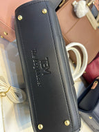 TBM The Bag Master Luxury Handbag – Elegant Two-Tone Designer Tote For Women (Black Maroon)
